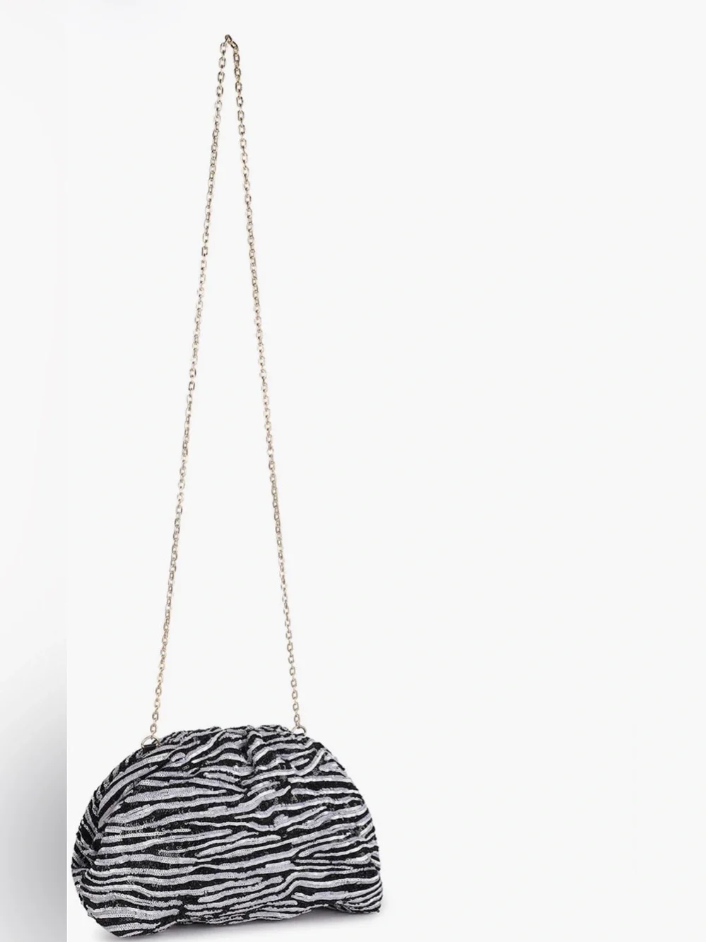Rafe Zebra Sequin Aya Frame Clutch - Brand New
